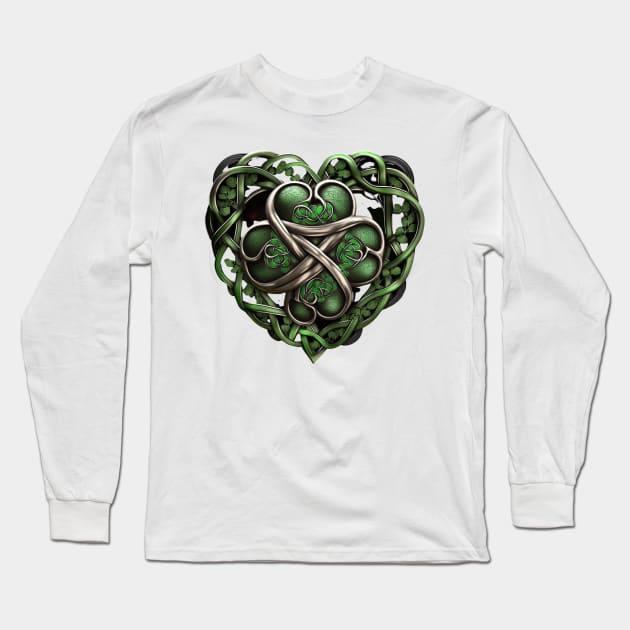 Ireland Shamrock into Heart Long Sleeve T-Shirt by presstex.ua@gmail.com